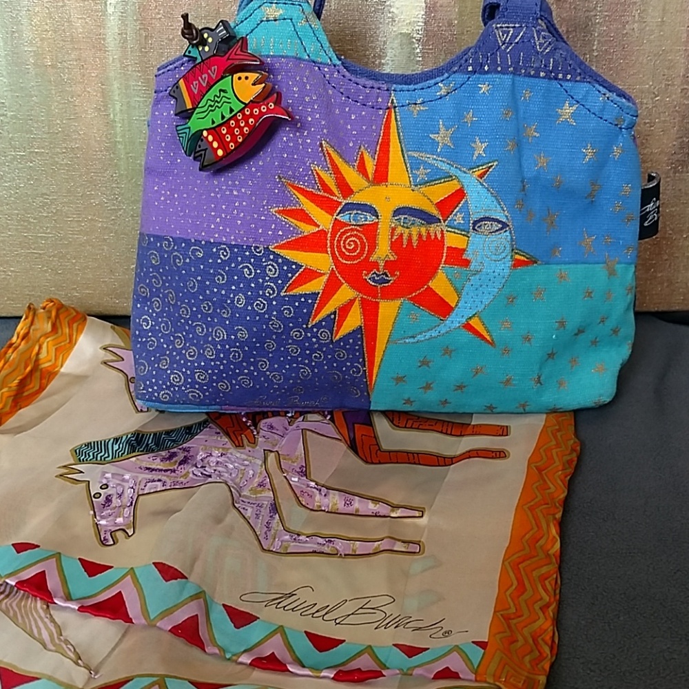 Laurel Burch Purse Handbag & Running Horses Scarf